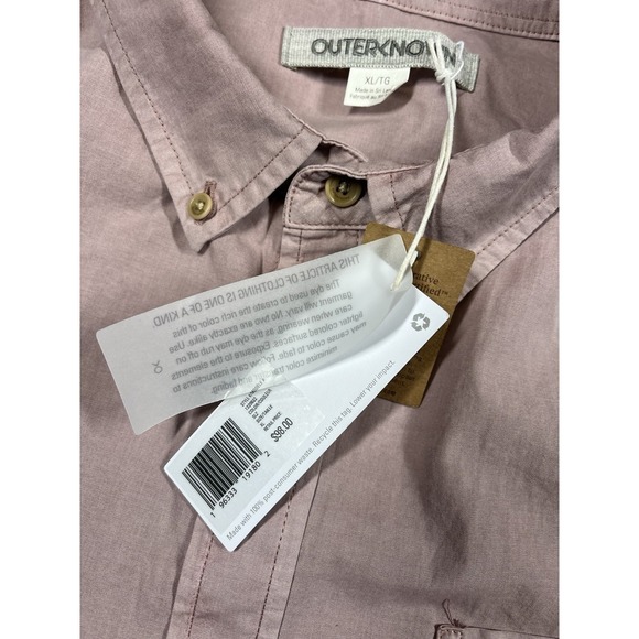 OUTERKNOWN Mens Size XL The Short Sleeve Studio Shirt Button Down Seashell - Picture 4 of 10